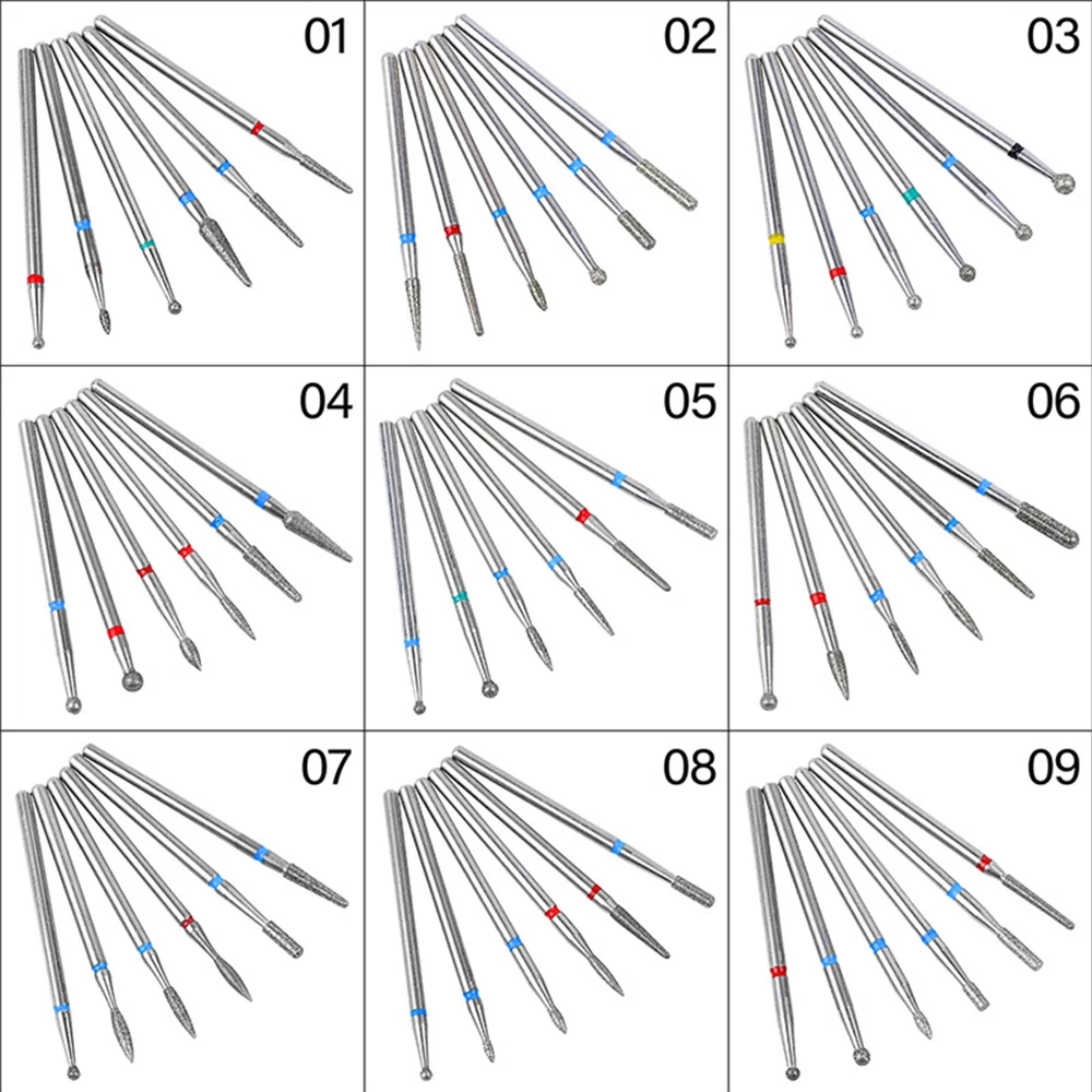 6 шт. керамические буровые долота для ногтей Маникюрный электрический шлифовальный Полировальный Набор аксессуары пилки для ногтей роторные кутикулы фрезы