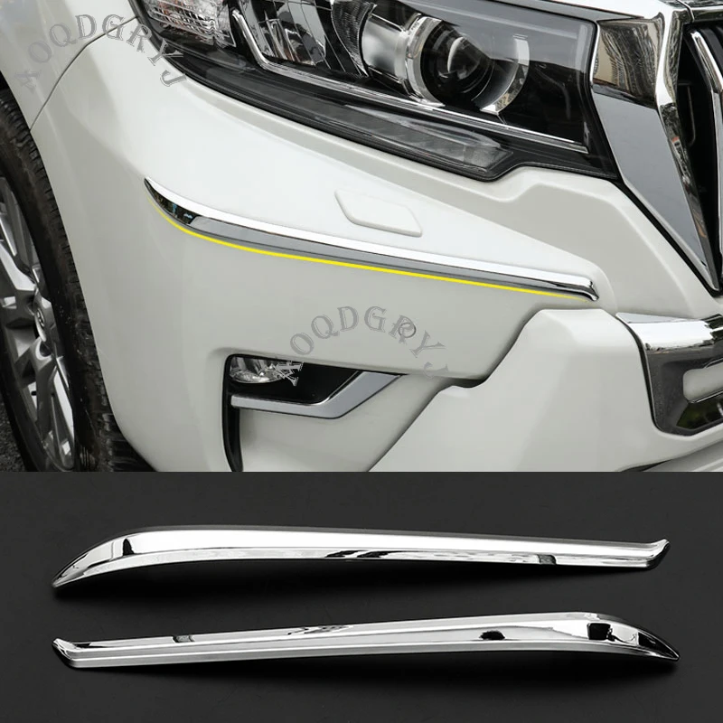 ABS Chromed Front Bumper Molding Trim Strips 2PCS For Toyota Land