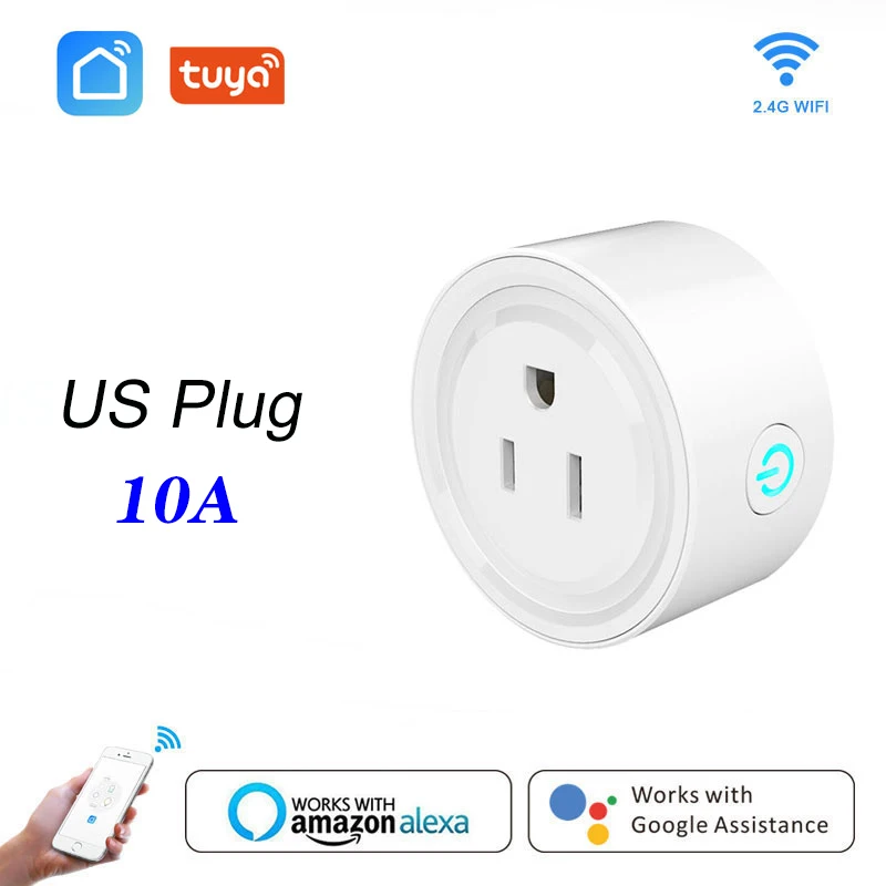 4pcs Tuya Wifi Smart socket Smart mini plug US WiFi remote control with Alexa Google home