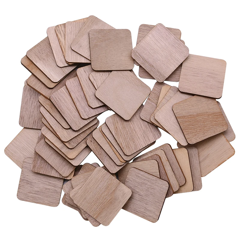 1-14CM Unfinished Wood Square Slices Wedding Decor Party Supplies Building Model Children DIY Painting Wooden Tags Blank Plaque