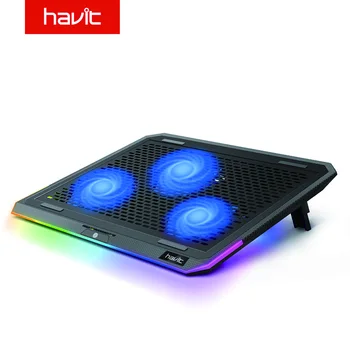 

HAVIT RGB Laptop Cooling Pad for 15.6-17 Inch Laptop with 3 Quiet Fans and Touch Control, Pure Metal Panel Portable Cooler