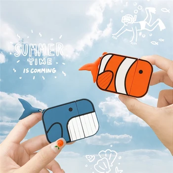 

3D Headphone Case For Airpods 2 Case Silicone Stitch Fish Cartoon Earphone/Earpods Cover For Apple Airpods 1Case Keychain Cover