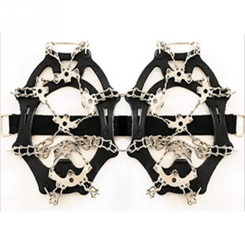 Stainless Steel 18 Teeth Universal Anti Slip Ice Snow Shoe Boot Grips Traction Cleats Crampon Spikes Crampons - Цвет: Black L