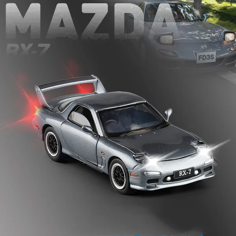Изысканный подарок 1:32 модель спортивного автомобиля Mazda RX7 из сплава со звуком и