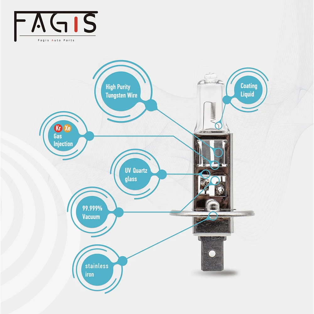 Fagis 2 шт. высокое качество H1 12V 55W белый прозрачный кварцевый стекло Автомобильные