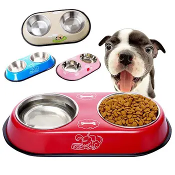 

Puppy Dog Feeding Water Dish Pet Double-Head Bowl Food Feeder Dogs Cat