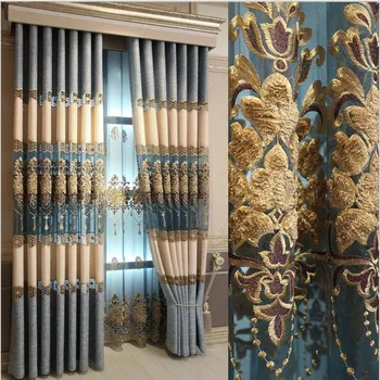 

European Linen Water-soluble Embroidery Curtains Cloth for Bedroom Hollow Shade Curtains Fabric for Living Room