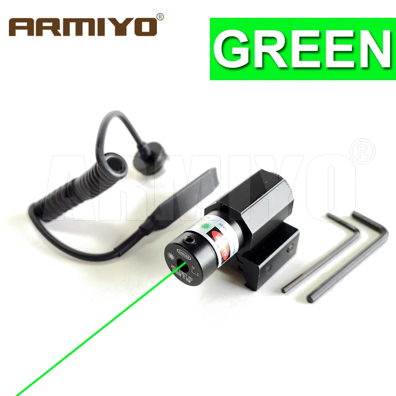 

Armiyo 5mW 532nm Tactical Gun Green Dot Laser Sight Adjustable Remote Switch Rifle Scope With 11mm and 20mm Rail Mount Hunting
