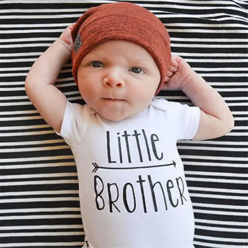 1PCS Family Matching Baby Little Sister Short Sleeve Letters Rompers Bodysuit Big Brother Cotton T-shirt Tops Kids Boys Clothing