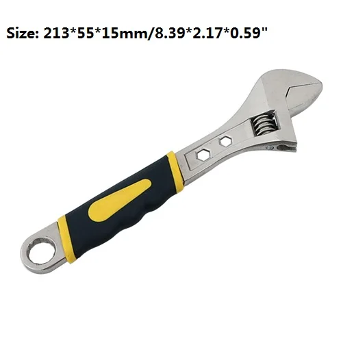 8inch Adjustable Wrench Anti-rust Chromium Vanadium Steel Spanner Repair Hand Tool Hexagonal and Plum Blossom Holes with Twisted Nuts - Цвет: 8inch