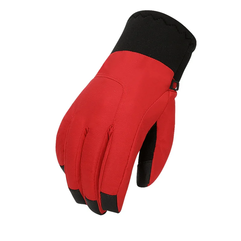 Лыжные перчатки женские зимние теплые для верховой езды ветрозащитные водонепроницаемые с холодным сенсорным экраном толстые хлопковые походные мотоциклетные - Цвет: Красный