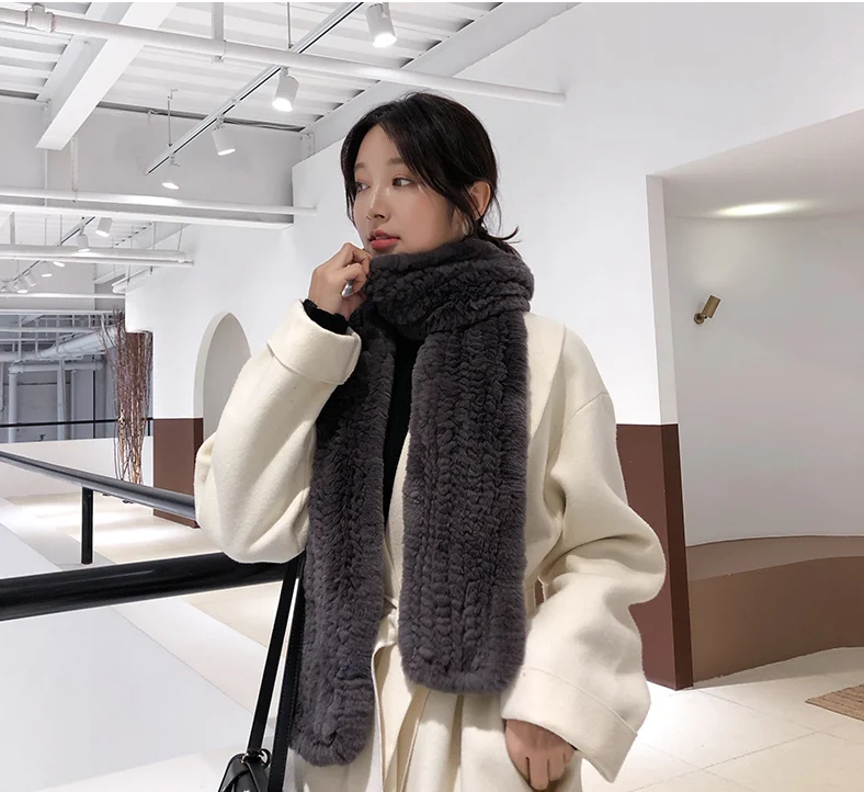 Free Shipping New Genuine Rex Rabbit Fur Scarf 8 Colors Knitted Fur Shawl Winter Real Fur Poncho Wholesale Retail OEM