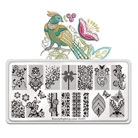 Beauty Bigbang Nail Stamping Plates Lace Flower Butterfly Leaves Lines Theme Print Stainless Steel Template Nail Art Stencil 1