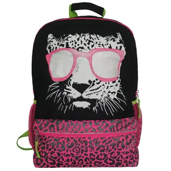 

School backpack for Teenager leopard pattern Schoolbag Children Book bag Women Backpacks Black Knapsack casual bags 16.5''