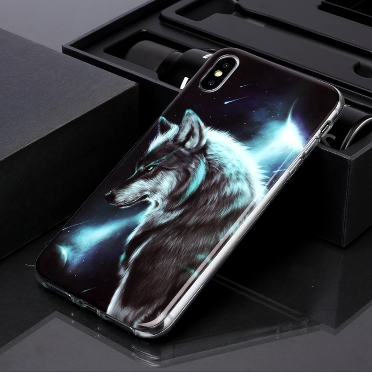 Чехол для телефона для iPhone 11 Pro 6, 6 S, 7, 8plus X XR XS Max симпатичный ободок с ушками кошки, тигра Единорог волк Дельфин Мягкий ТПУ чехол для iPhone 5 5S se