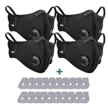 

4pcs Bike Face Cover With 20pcs Filter Unisex Dust Outdoors Sports Mouth Cover Protection Breathable Respirator mascarillas