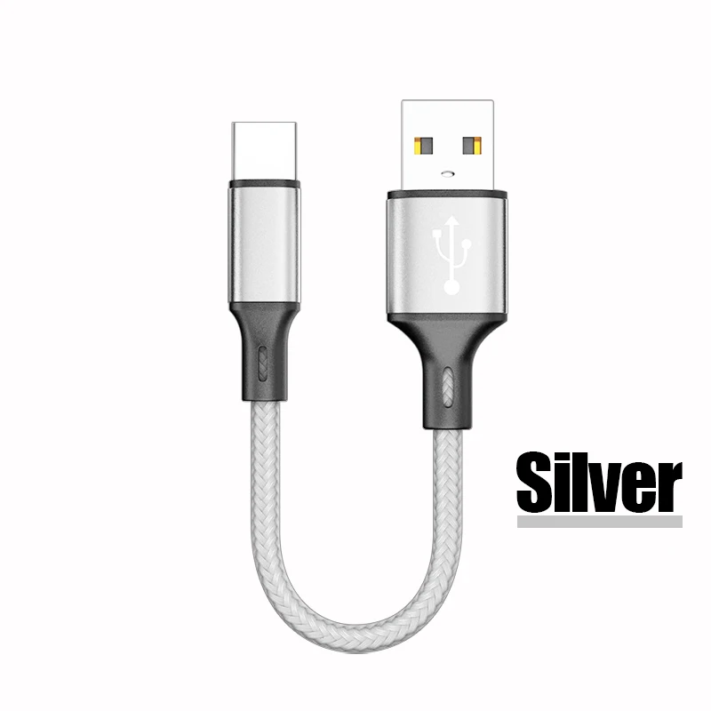 25 см короткий, для зарядного устройства кабель для передачи данных Micro usb type C кабель для освещения для iPhone X samsung huawei быстрая зарядка банк питания Кабели для телефонов - Цвет: 0.25M Sliver