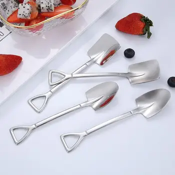 

Stainless Steel Coffee Scoops Iron Shovel Shape Dessert Ice Cream Candy Tea Spoon Multifunction Creative Tableware Kitchen Tools