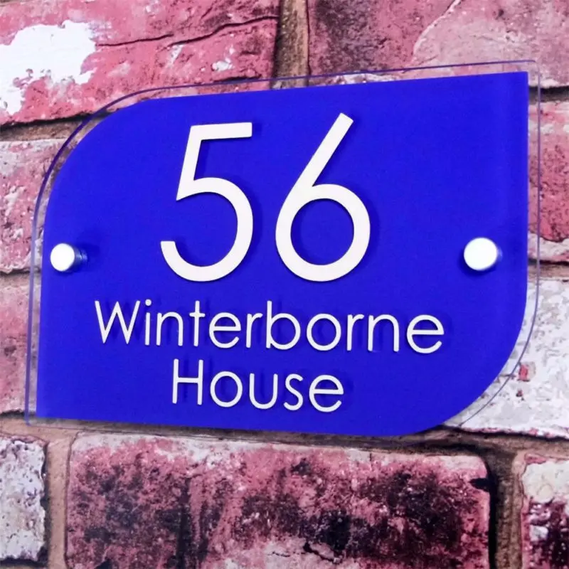 

Customized Modern Blue Acrylic Door Number House Sign Apartment Street Address