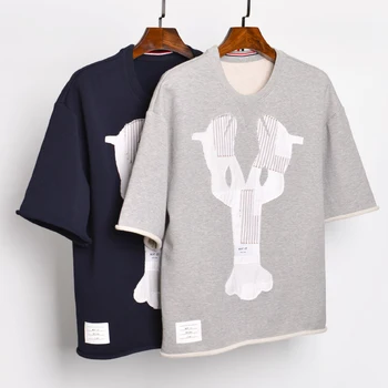 

2020 Fashion TB THOM Brand T-Shirt Men Patch Hole Loose Men's Clothing Hip Hop Bat Sleeve Summer O-neck Cotton Shirts