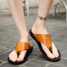 Мужские тапочки; сезон лето; Новинка; стильная модная повседневная обувь; нескользящие шлепанцы; сандалии для прогулок; Повседневные тапочки для отдыха