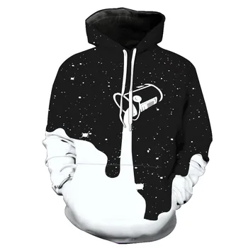 

foreign trade black milk printing hooded pocket pullover men's tide hooded men's clothing Printing Blouse hoodies