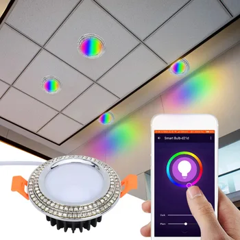 

Multicolor Full Function LED Smart Downlight Round Ceiling Recessed Spot Light APP WiFi Control