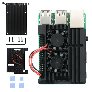 

Raspberry Pi 4 ABS Case Black Box Protective Enclosure + Cooling Fan Aluminum Heat Sink for Raspberry Pi 4 Model B for Pi 4B