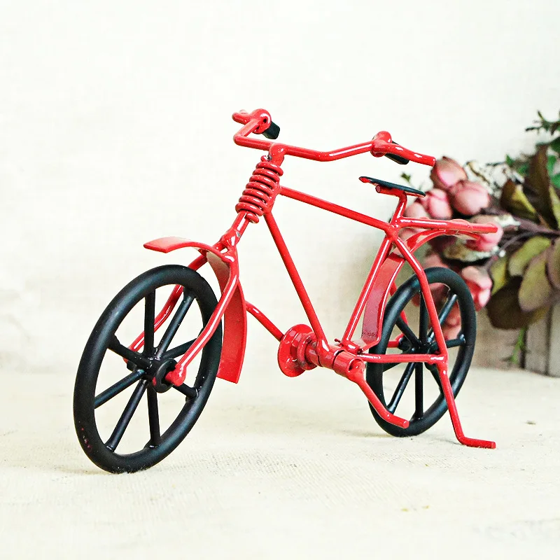 Новинка, Ретро модель велосипеда, металлические украшения, рукоделие, фигурка велосипеда для друга, лучшие подарки, модель велосипеда, украшение для дома - Цвет: red