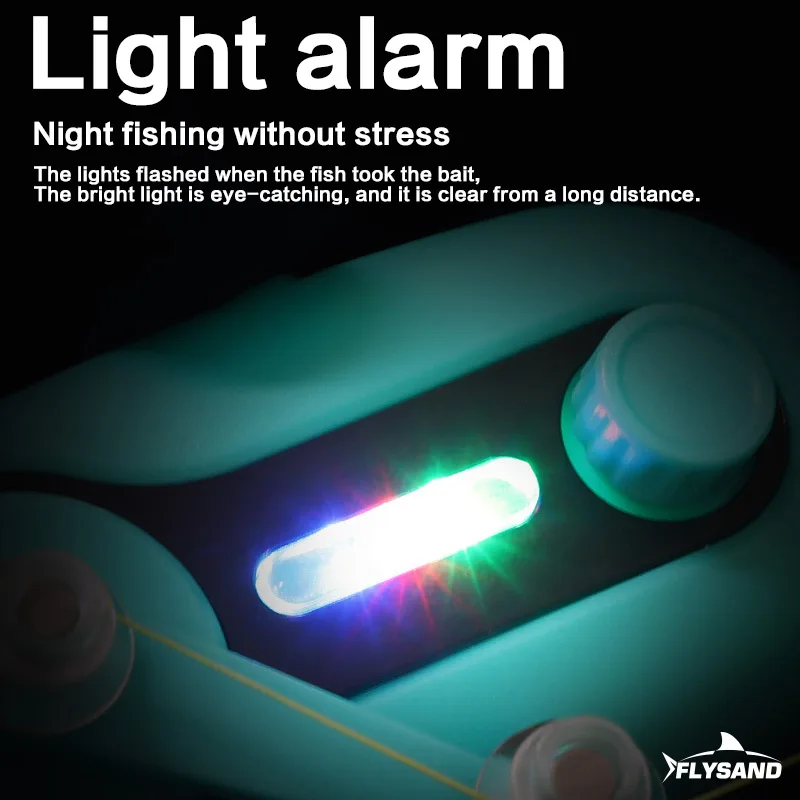 FLYSAND Electronic LED Light Fishing Bite Sound Alarm Alert Bell Clip On  Fishing Rod Night Sea Fishing Accessories