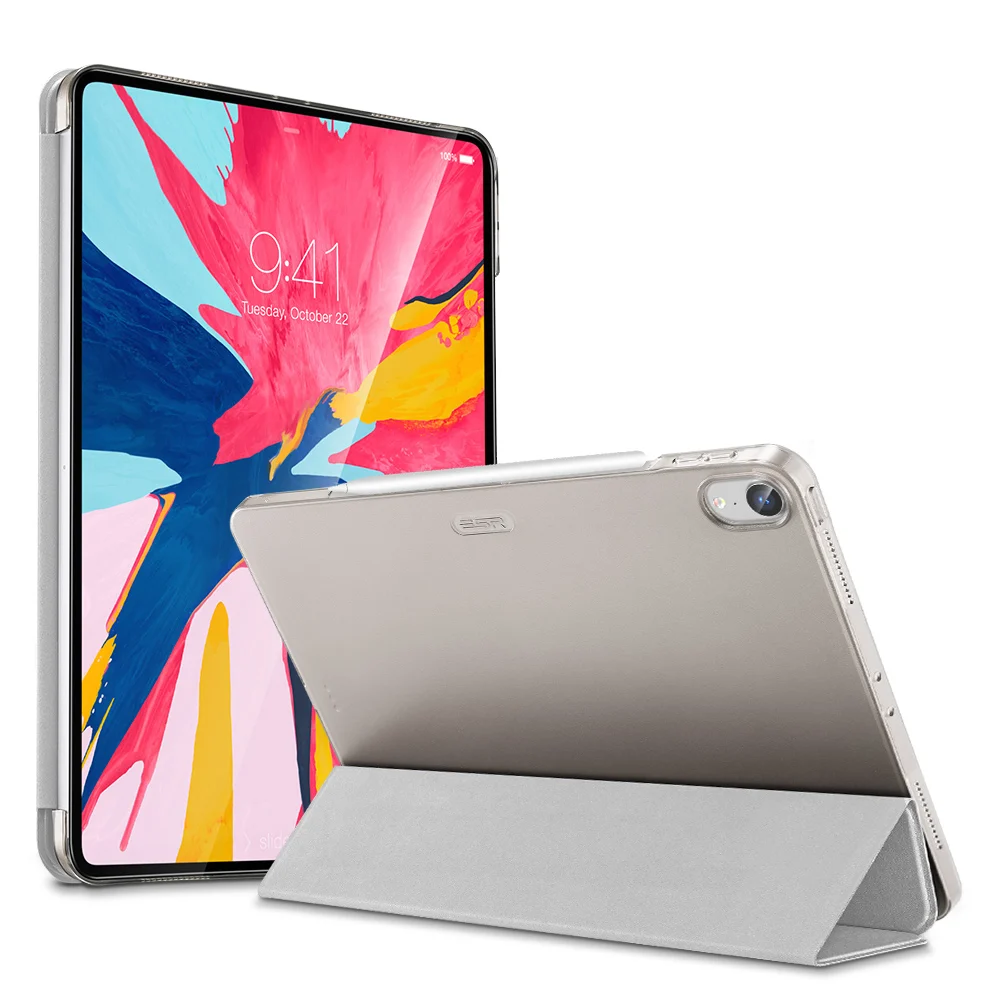ESR, Магнитный флип-чехол для iPad Pro 12,9, из искусственной кожи, ультра тонкая прозрачная задняя крышка, трехкратный смарт-чехол для планшета, чехол для iPad - Цвет: Gray