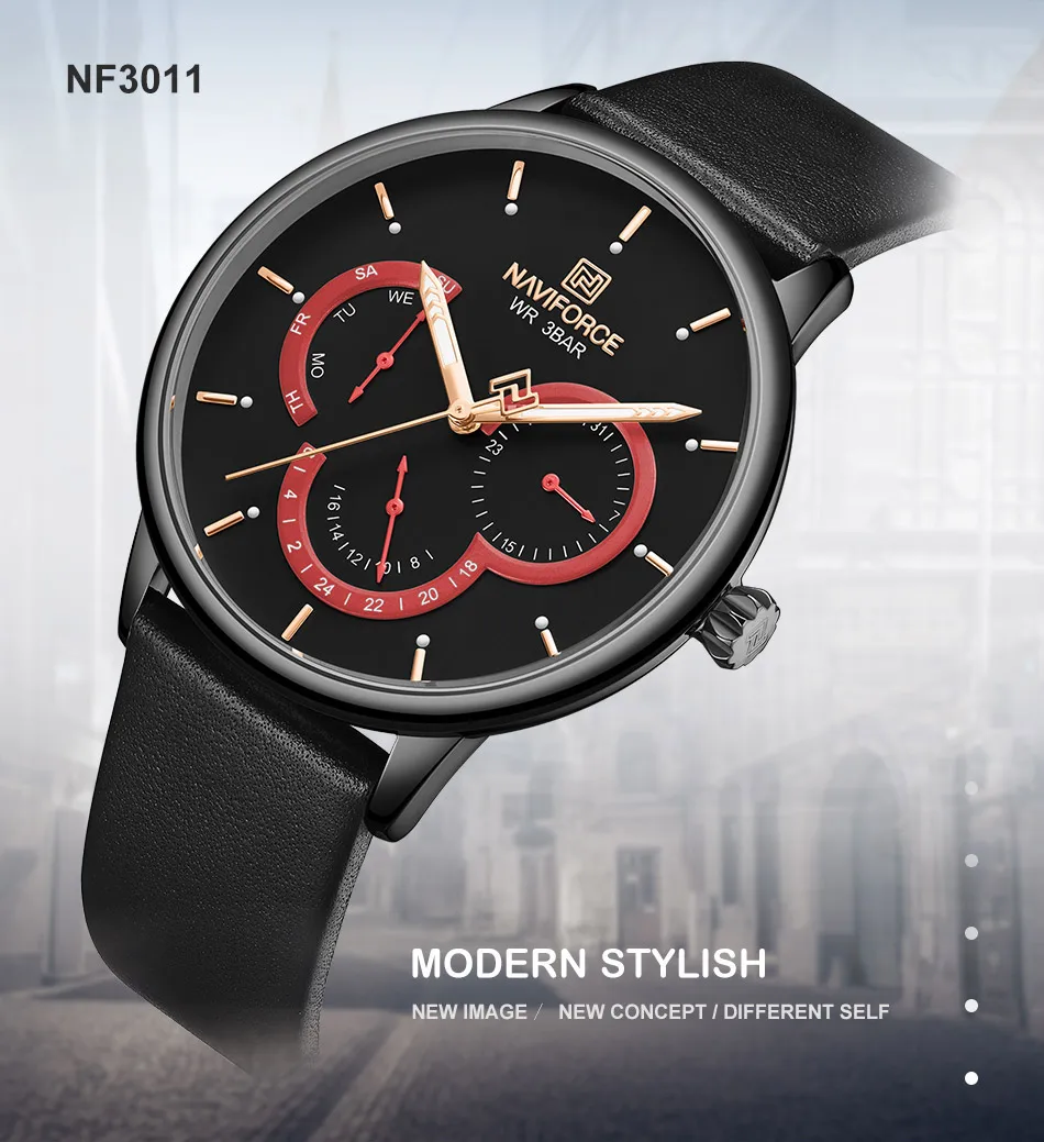 Топ люксовый бренд NAVIFORCE мужские часы Модные Кожаные Бизнес Кварцевые мужские спортивные водонепроницаемые наручные часы Relogio Masculino