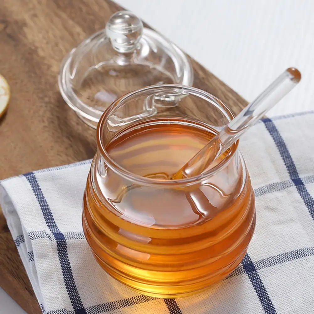  tarro de miel tarro de miel con tapa de vidrio - pote de miel  para almacenar miel y jarabe tarro de miel : Hogar y Cocina