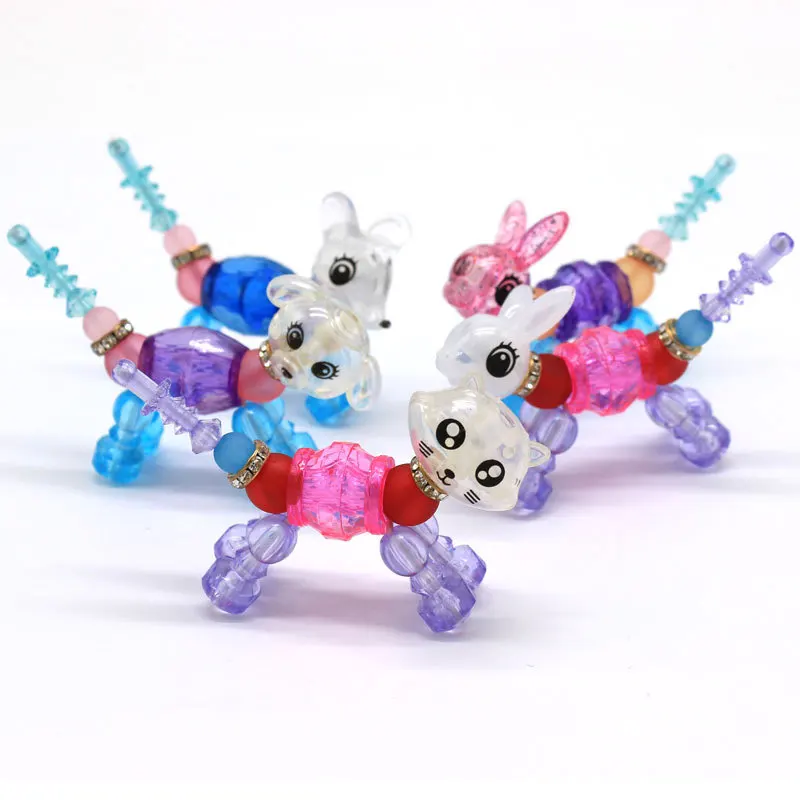 HIYONG модный DIY мультяшный резиновый игрушечный браслет для детей волшебное животное пластиковые браслеты трендовые бусины Единорог для детей подарок - Окраска металла: Five pieces