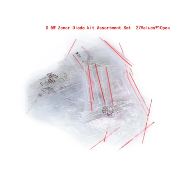 

270pcs/lot 0.5W Zener Diode kit Assortment Set 1/2W 2V4-33V Zener Diode pack 12V 18V 5V1 5V6 3V3 3V6 4V3 4V7 6V2 6V8 7V5 20V 22V