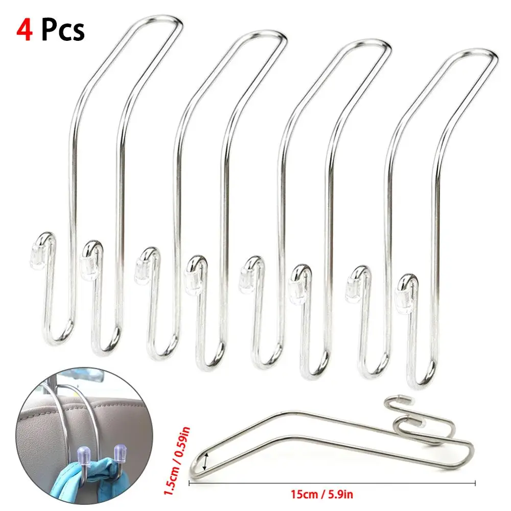 

4 Pcs / Lot Stainless Steel Auto Car Back Seat Hooks Hooks Organizer Universal Multifunction Storage Hooks Home