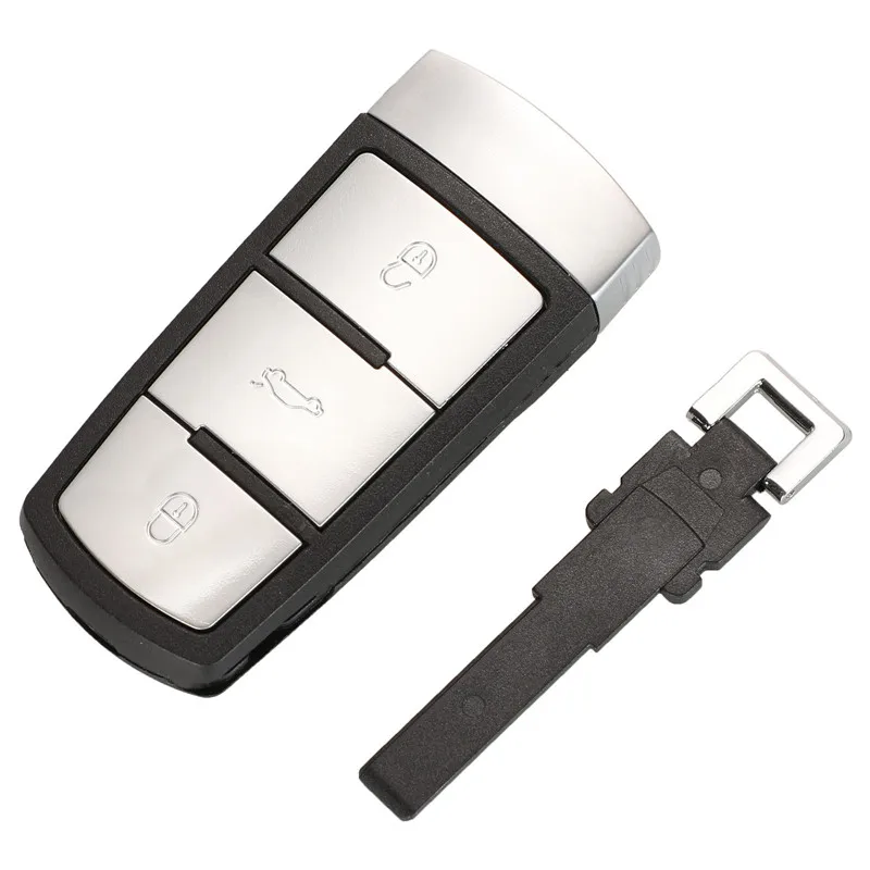 Jingyuqin дистанционный Автомобильный ключ оболочки для VW Passat B6 3C B7 Magotan CC 3/4 кнопки умный автомобильный чехол без ключа замена брелока - Количество кнопок: 3 Button