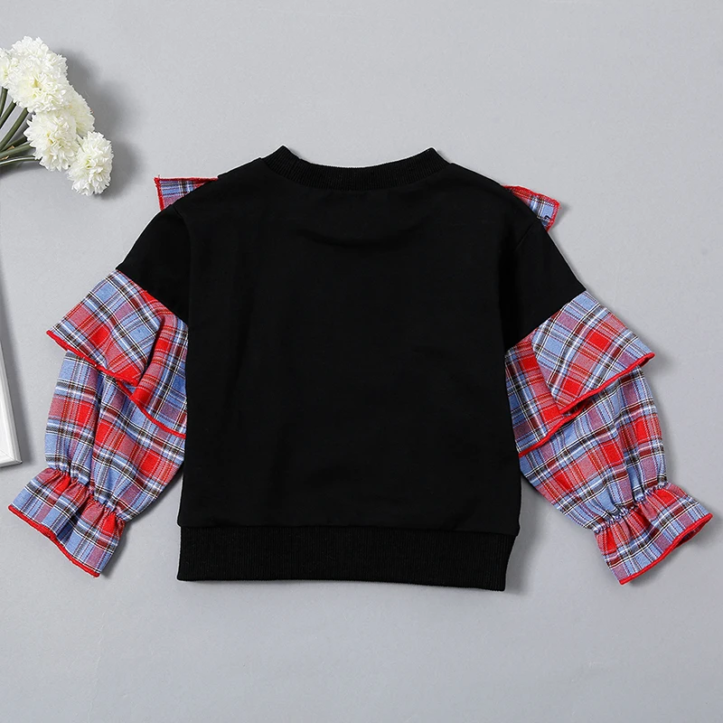 Babyinstar Children's Sweatshirts For Girls Costume Kids Sweatshirt Plaid Black Toddler Girl Winter Tops Autumn Clothing Kids