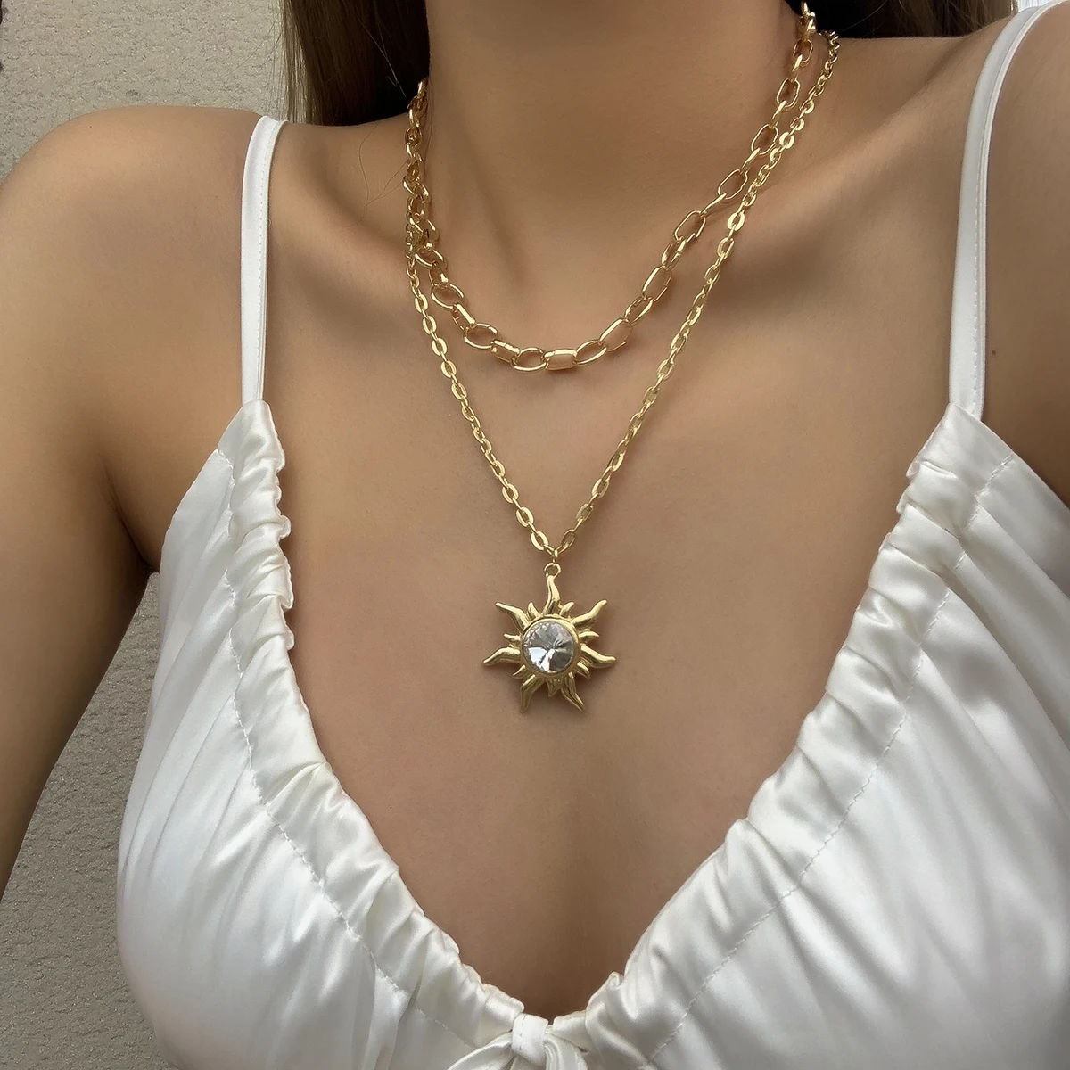 AENSOA Fashion Multilayer Crystal Sun 