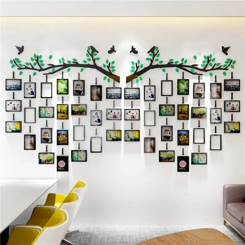 Diy Foto Fotolijst Familie Boomtak Acryl 3D Muursticker Muurtattoo Boom Behang Kantoor Home Decor