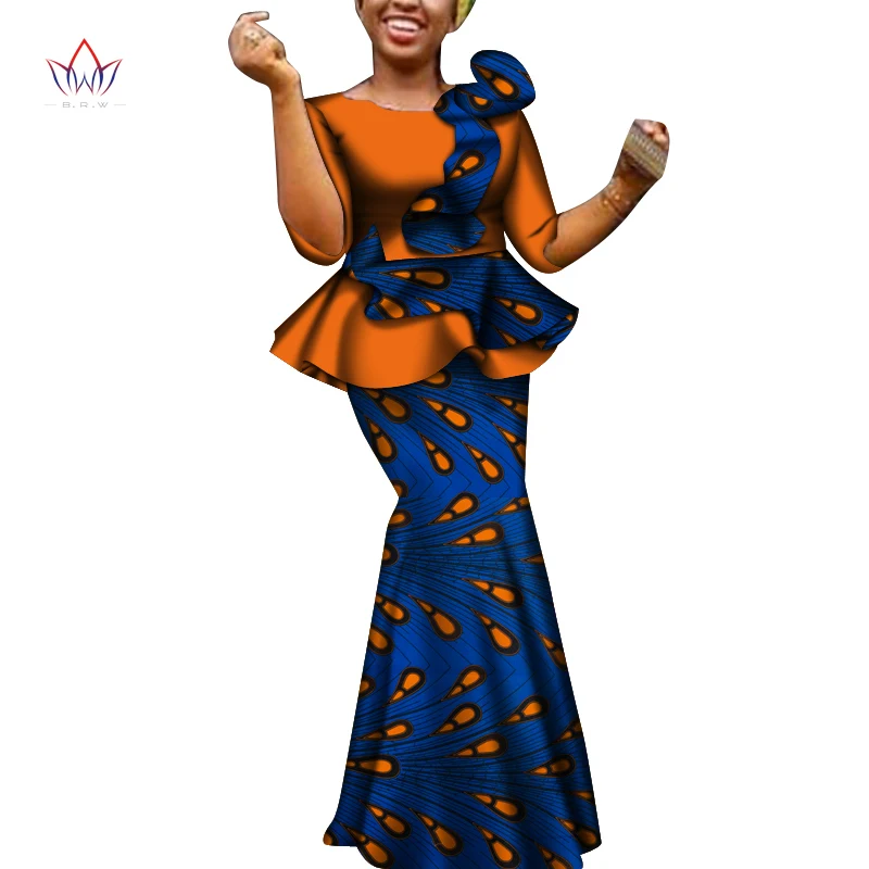 Designer Clothes Women Luxury Top And Skirt Set Bazin Riche New Africa Dashiki Plus Size Women Clothes Set Fashion Style WY6908