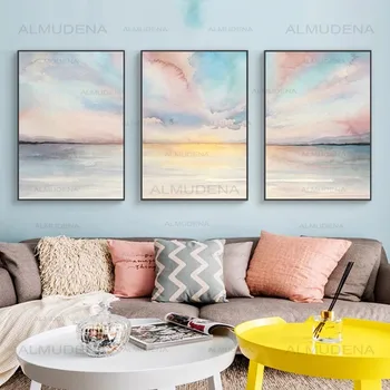 

Abstract Pink Sea Cloud Canvas Painting Nordic Plakaty Druki Modern Canvas Art for Living Room Fashion Wall Art Picture Poster