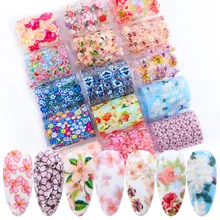 16 шт., наклейки для ногтей, фольга, дизайн ногтей, смешанный цветок розы, переводная фольга, бумажное украшение, маникюрный дизайн, УФ-Гель-лак, слайдер JI2006