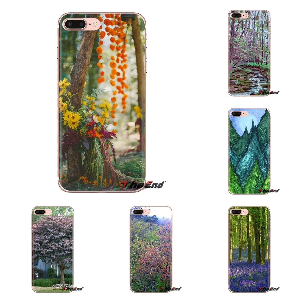 

For Huawei Mate Honor 4C 5C 5X 6X 7 7A 7C 8 9 10 8C 8X 20 Lite Pro Transparent Soft Cases Covers Spring Colors Forest
