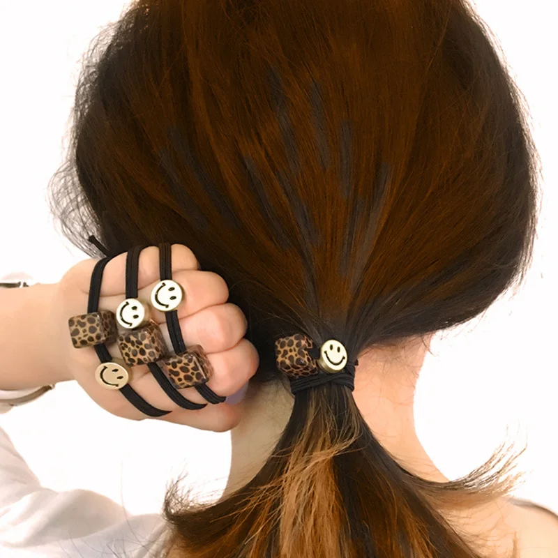 

1PC Fashion Leopard Grain Series Women Elastic Hair Bands Hand Han Edition Catenar Dual-purpose Pearl Head Wear Women