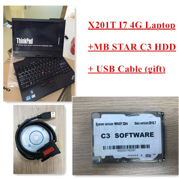 Новейшее программное обеспечение MB STAR C3 HDD V2015.07 Xentry/DAS с x201t i7 4g ноутбук хорошо