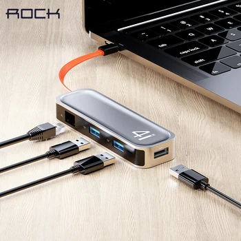 

ROCK USB C HUB Type C to USB 3.0 RJ45 Adapter Dock for MacBook Pro Air USB-C Type C 3.1 Splitter 3 Port USB C HUB for NoteBook