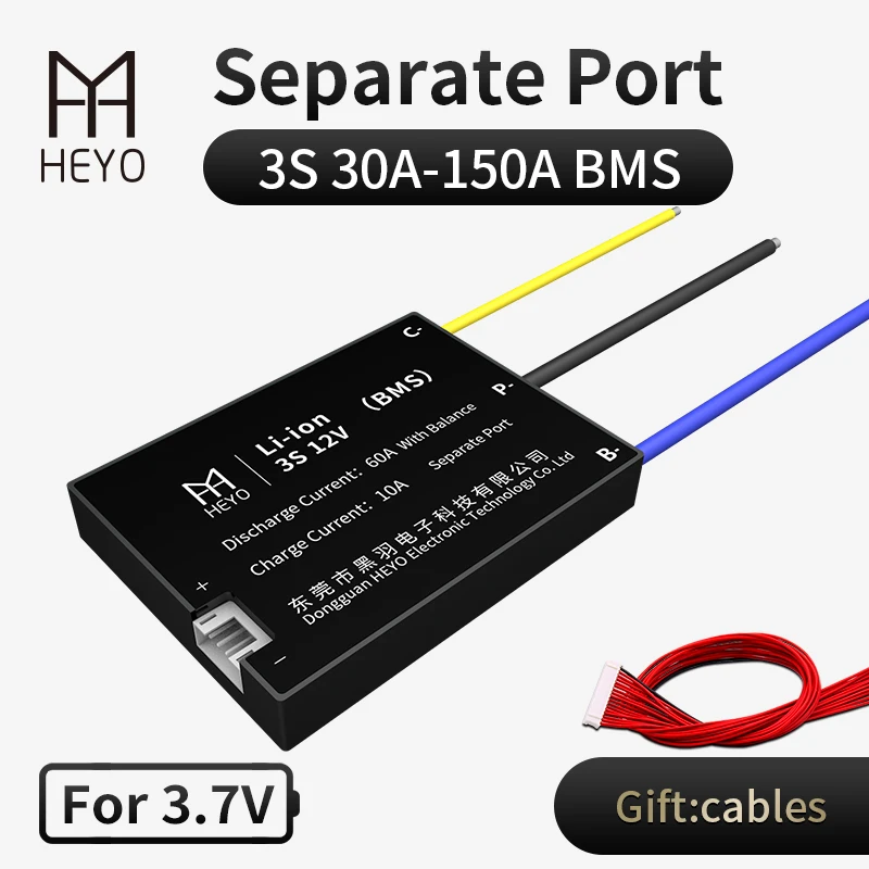 HEYO 18650 BMS li-ion 3S 12V 30A 40A 50A 60A 80A 100A 120A 150A водонепроницаемый отдельный порт для