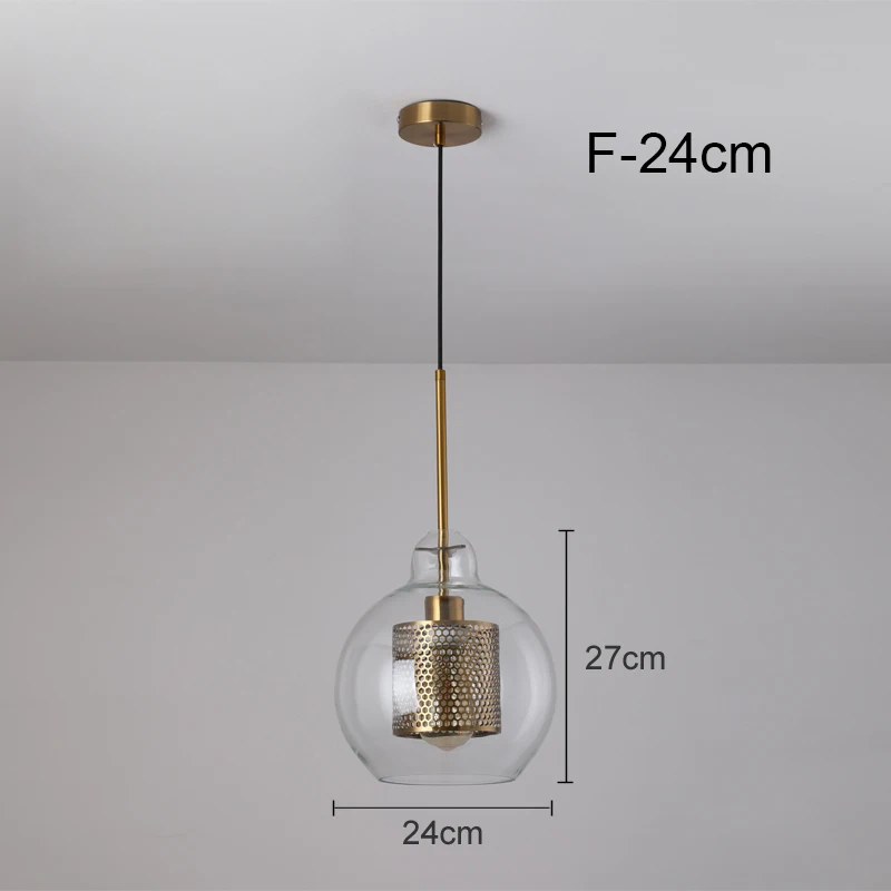 Современный ретро стеклянный подвесной светильник, подвесной светильник для ресторана, подвесной светильник, креативный дизайн, индивидуальность, лестничные светильники - Цвет корпуса: F-24cm