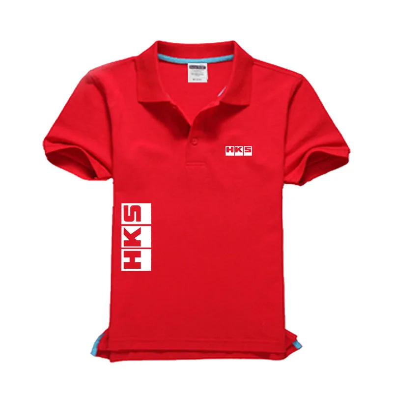 Новинка, HKS logo, Мужская рубашка поло, высокое качество, мужская хлопковая рубашка с коротким рукавом, брендовые майки - Цвет: Красный